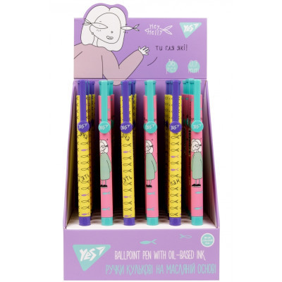 Ручка шариковая Yes Hey Helly автоматическая 0,7 мм синяя (412126) Винница - изображение 3