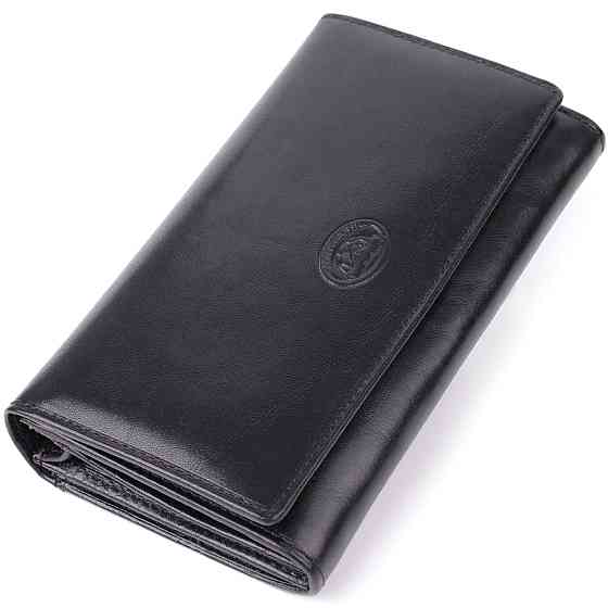 Стильный женский горизонтальный кошелек из глянцевой натуральной кожи Tony Perotti 20884_1 (1073 nero) Черный Киев