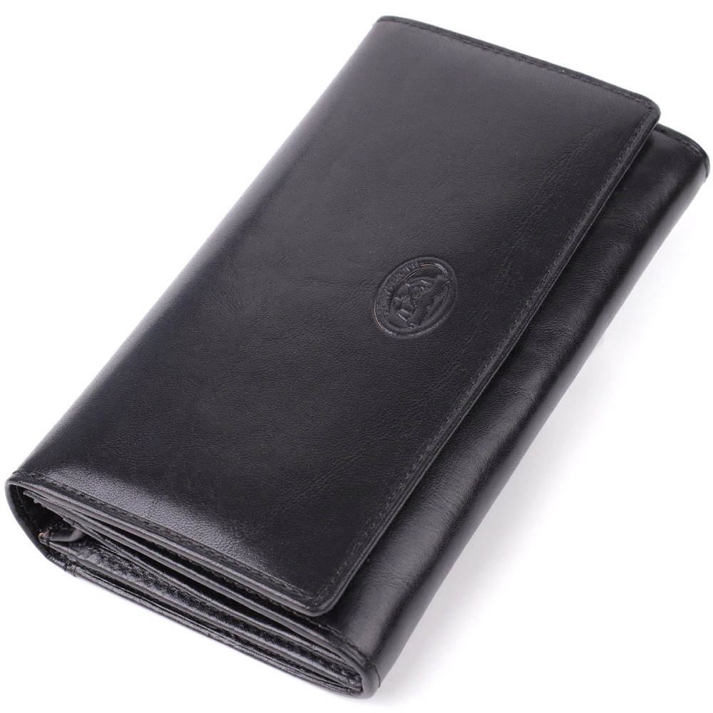 Стильный женский горизонтальный кошелек из глянцевой натуральной кожи Tony Perotti 20884_1 (1073 nero) Черный Киев - изображение 1