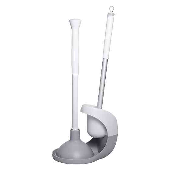 Набір для чищення унітазу: йоржик для чищення туалету з підставкою та вантузом 50 (см) щітка для унітазу HP-35015-28 Київ