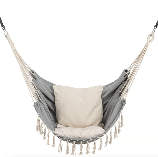 Кресло гамак подвесное для дома сада террасы удобное бразильское кресло кокон из ткани Di Volio Fira серый Киев - изображение 9