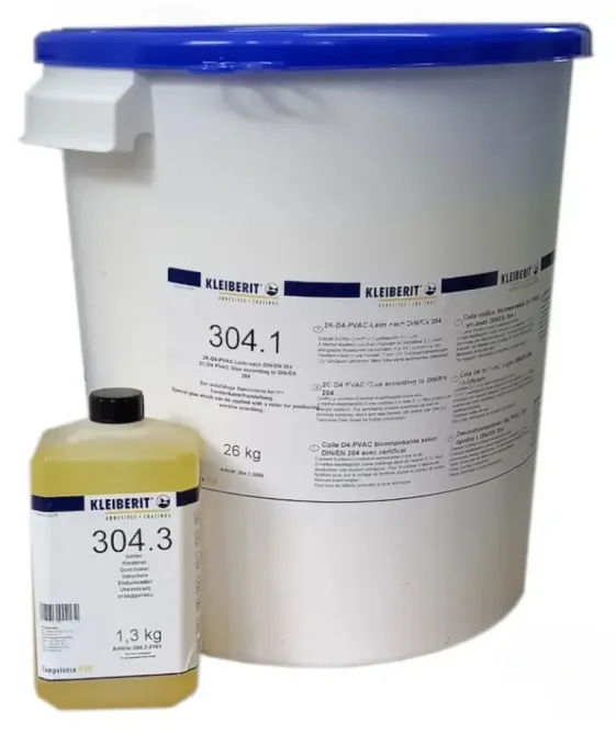 Клей Пва столярный D4 двухкомпонентный Kleiberit 304.1+304.3, 27.3 кг Львов - изображение 1