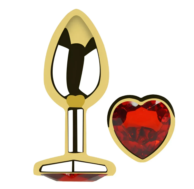 Анальна пробка із кристалом EGZO - Gold Heart Plug Red size S Sex Aura Київ - фото 2