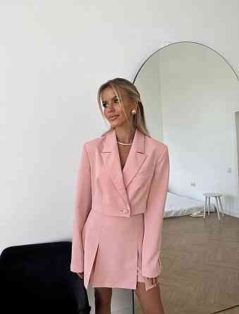 Женский стильный костюм двойка: жакет и юбка-шорты костюмка Пудра, 42/44 Одесса