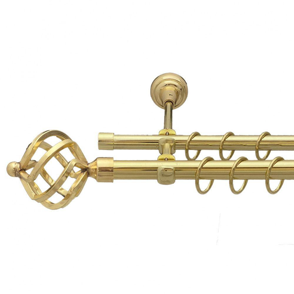 Карниз Orvit Ажур металевий дворядний відкритий гладка труба кільце металеве Золото 19\16 мм 300 см (00-00012953) Львів - фото 1