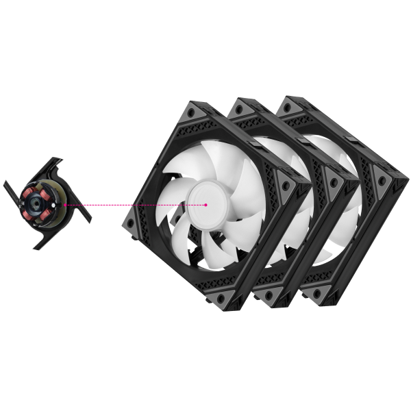 Корпусні вентилятори 2E GAMING Air Cool Magic Mirror ACF120MB-ARGB, 3x120мм, 2000rpm, 4pin PWM +5VARGB, 20.5dBa, чорний Киев - изображение 7