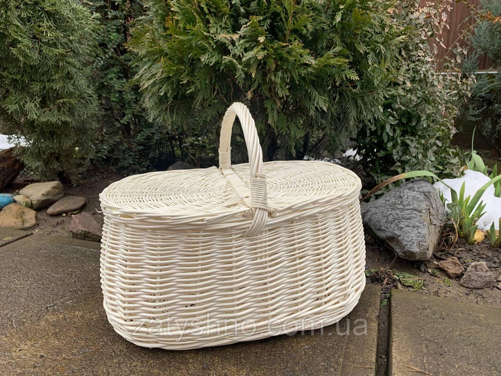 Корзина с крышкой, белая и коричневая Киев - изображение 2