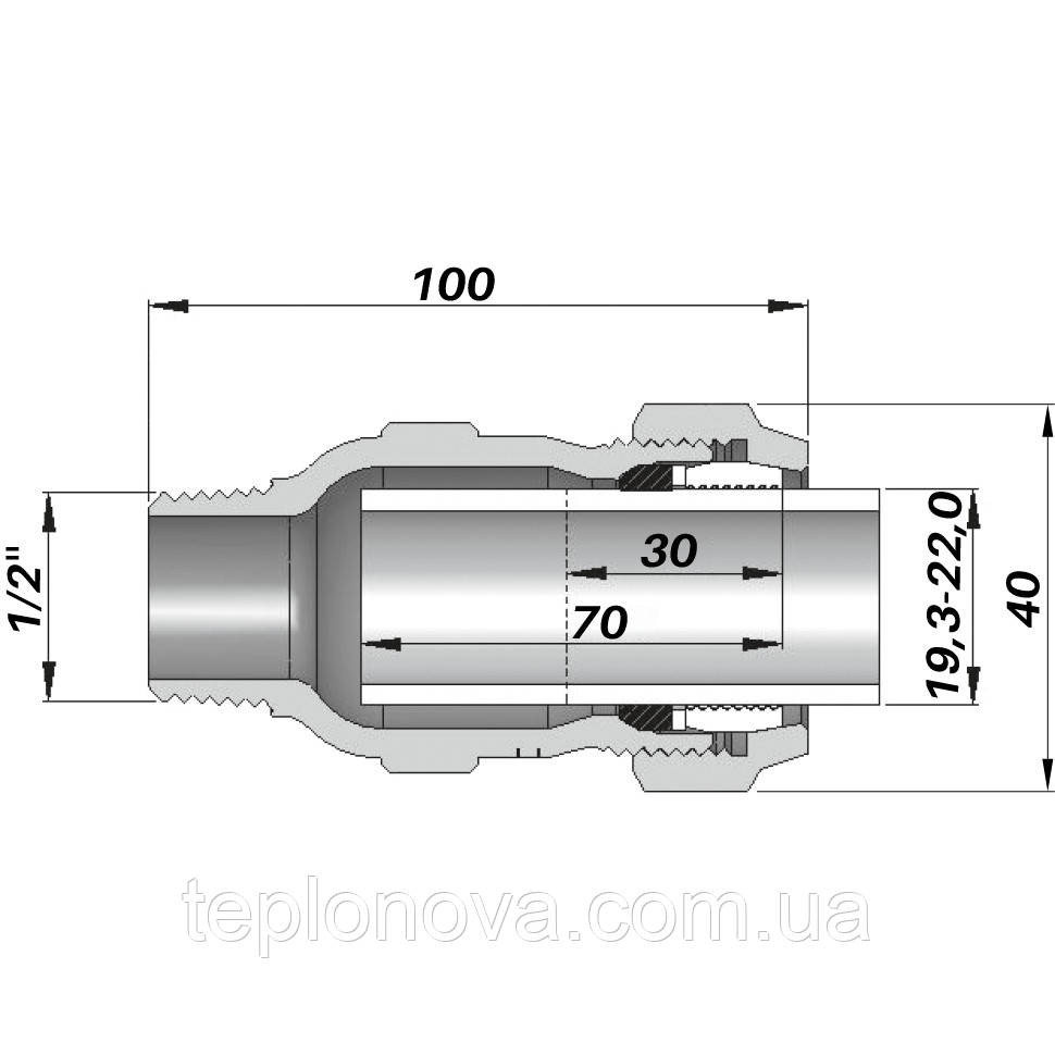 Соединение прямое зажимное с наружной резьбой DN15(19,3-22,0 мм) х 1/2″ AK AGAflex Черновцы - изображение 3