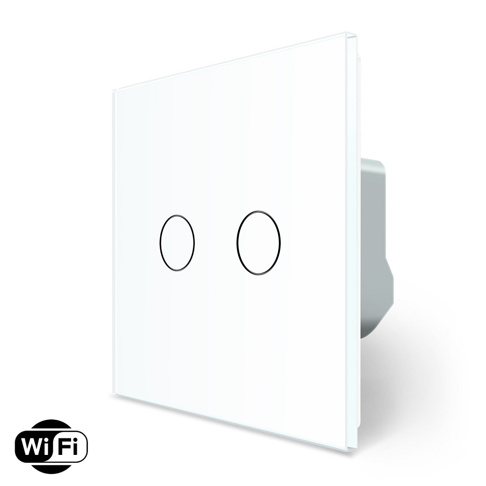 LIVOLO Розумний сенсорний Wi-Fi вимикач 2 сенсора LIVOLO білий матове скло Коломия - фото 1