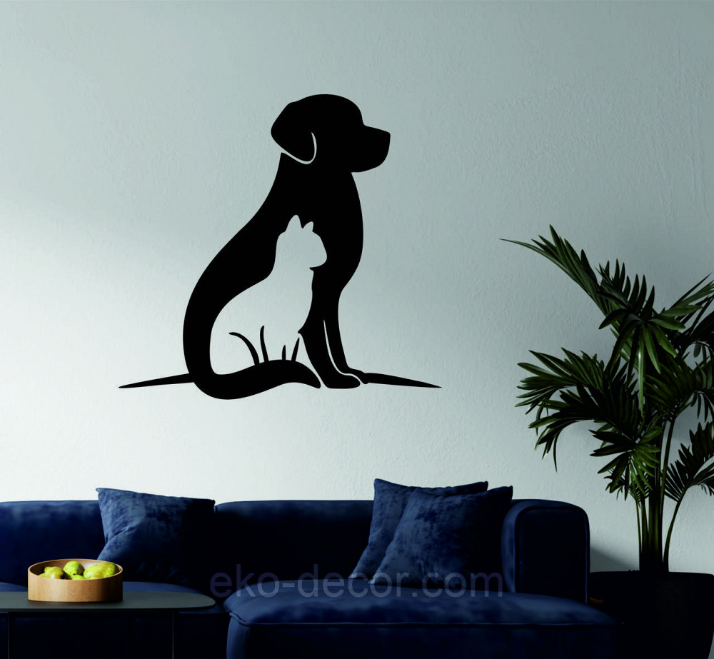 Декоративне настінне 3D Панно «Собака та кіт» Декор на стіну з об'ємом Київ - фото 2