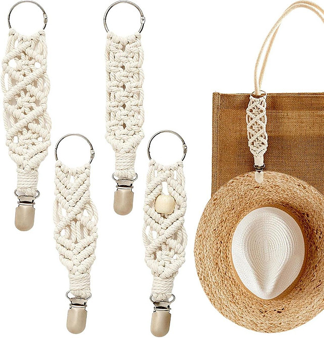 Держатель для шляпы Travel Hat Clip Модель 1 хлопковый плетеный ручной работы бохо легкий для сумки рюкзака Киев - изображение 7