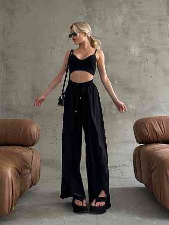 Жіночі легкі штани з розрізами американський креп Одеса