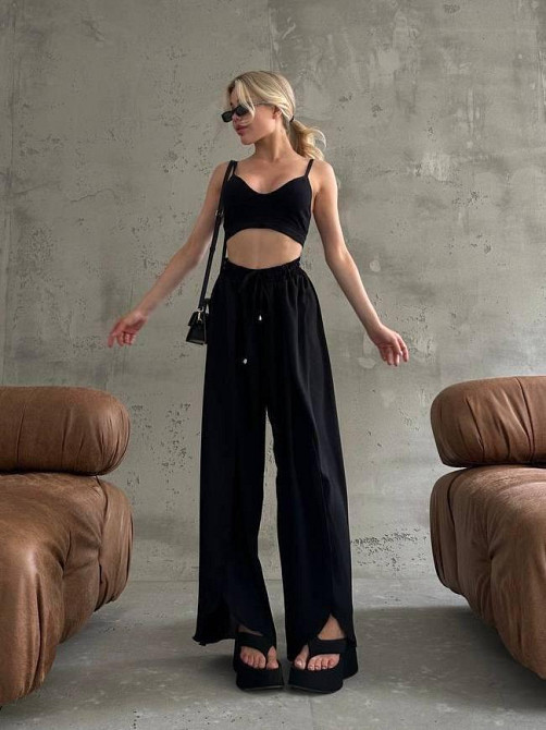 Жіночі легкі штани з розрізами американський креп Одеса - фото 3