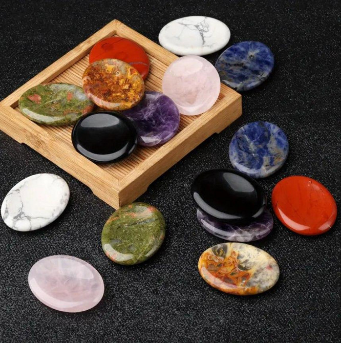 Камінь антистрес Унакіт – полірований палм-стоун 4.5×3.5 см (1 шт) Київ - фото 3