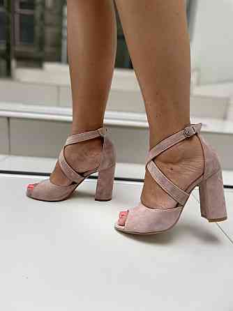 Nivelle Босоніжки жіночі пудрові замшеві NIVELLE 1815/9510-9544 на підборах, натуральна замша р Коломия