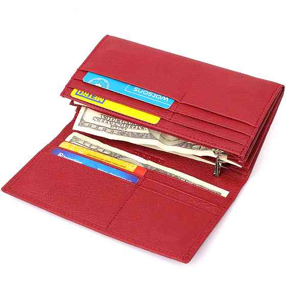 Яркий вертикальный кошелек из натуральной кожи ST Leather 23087 Красный Киев