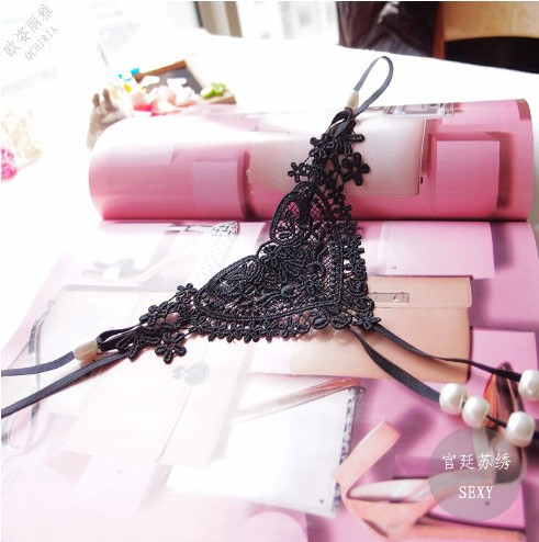 Еротичні труси чорні з перлами - розмір універсальний, (на резинці) Київ - фото 7