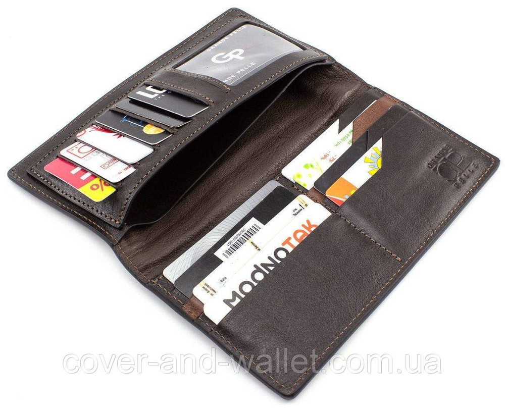 Модний шкіряний гаманець купюрник ручної роботи з італійської шкіри Grande Pelle Uccello 520610 Київ - фото 6