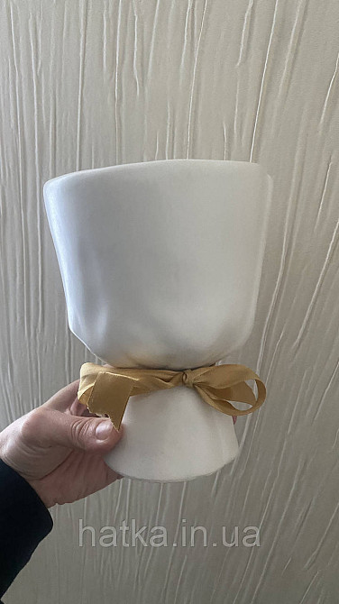 Керамічне кашпо ваза "Пастель" 15-12 см біле 8921-001 Київ - фото 3