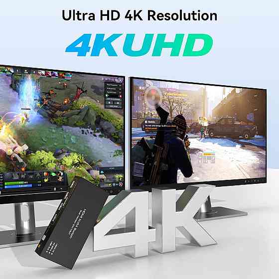 KVM-перемикач HDMI на 2 монітори TJCXELE, для 2 ПК, 2 ноутбуки, 4K 30Гц, з USB 2.0, док-станція з пу Київ