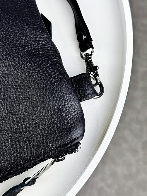 Кожаный клатч из натуральной зернистой кожи SKILL (Черный) Сумы - изображение 8