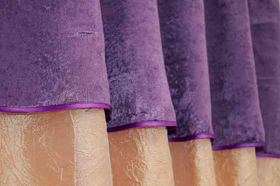 Кухонные шторы VR-Textil № 073к с ламбрекеном и подхватами персиковый с фиолетовым 265х170 см (52-0173) Киев