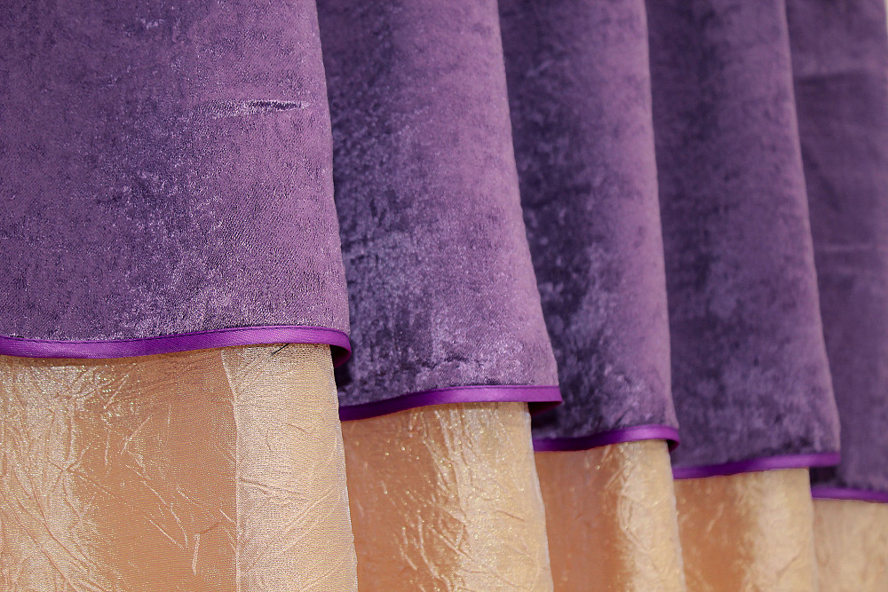 Кухонные шторы VR-Textil № 073к с ламбрекеном и подхватами персиковый с фиолетовым 265х170 см (52-0173) Киев - изображение 4