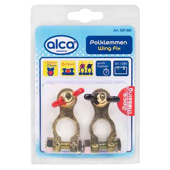 Клеми кольорові для акумуляторних батарей (АКБ) 12/24V "Wing Fix" 2шт Alca, 509300 Київ