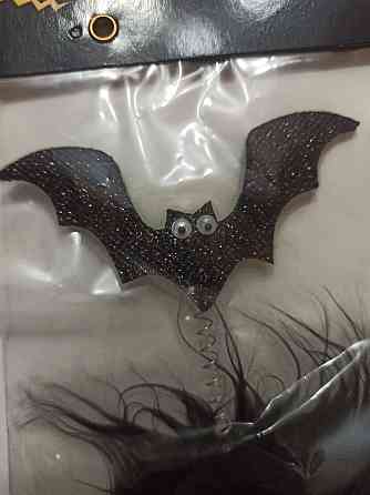 Обруч Кажани блискучі на Хелловін 12 на 22 см Німеччина чорний Київ