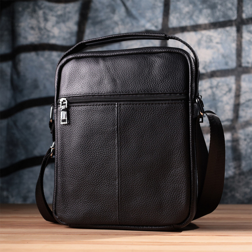 Мужская вертикальная сумка из натуральной кожи Vintage sale_15112 Черный Киев - изображение 10