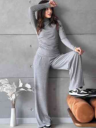 Женский стильный повседневный костюм двойка трикотаж рубчик Меланж, 46/48 Одесса