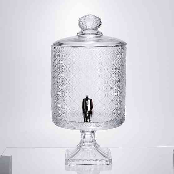 Лимонадниця з краном на підставці скляна 4.5 л лимонадник 39 см прозорий HP-19-3045-7 Коломия