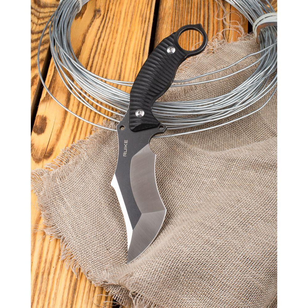 Ніж фіксований мисливський Ruike F181-B1, (11.5 см) 14C28N / G10 чорний Киев - изображение 7