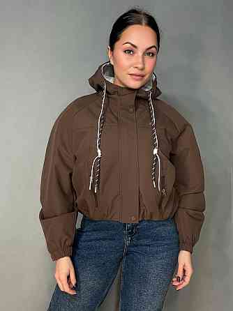 Куртка женская YZY 30281 ветровка с капюшоном оверсайз one size, коричневый, one size Киев