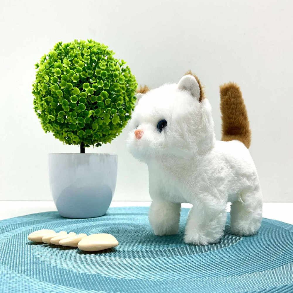 Кошеня інтерактивне ходить видає звуки ворушить хвостиком в рюкзаку Білий з коричневим (777-23C) Чернігів - фото 1