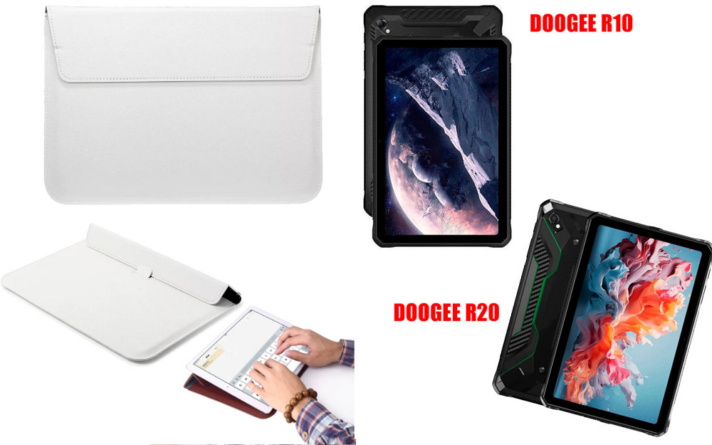 Чохол-конверт VitoCase для Doogee R10, з функцією підставки для планшета Чорний Білий Київ - фото 1