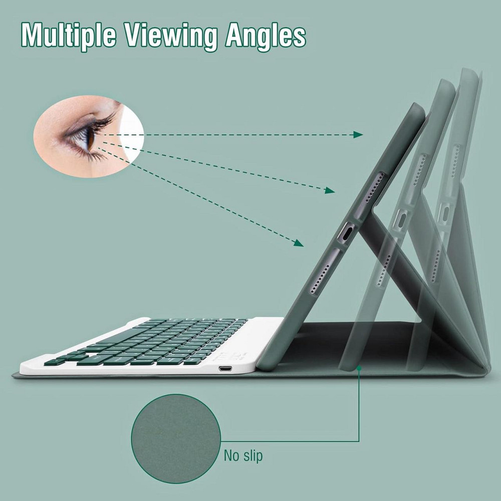 Чехол‑клавиатура для iPad 10.2 7/8/9 поколений Dark Green съемная беспроводная клавиатура отсек для Pencil Киев - изображение 2