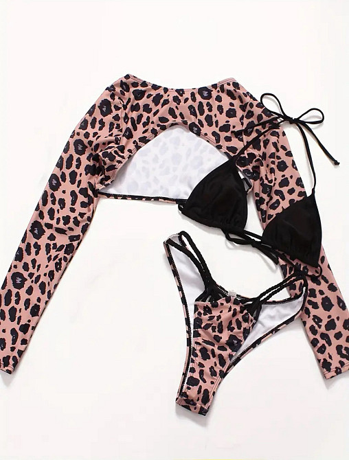 Купальник жіночий роздільний 3 в 1 Тігровий S Коричневый M/L Харків - фото 7