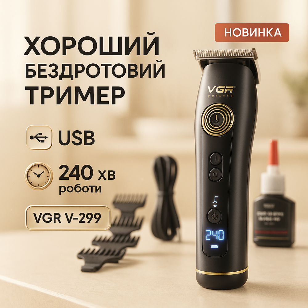 Триммер для волос портативный, Аккумуляторная универсальная машинка для стрижки, Триммер беспроводной TI-63 Львов - изображение 20