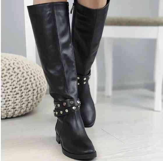 Nivelle Красиві жіночі зимові чоботи шкіряні на низькому ходу чорні на хутрі 5466/2517 р. 39, 4 Коломия