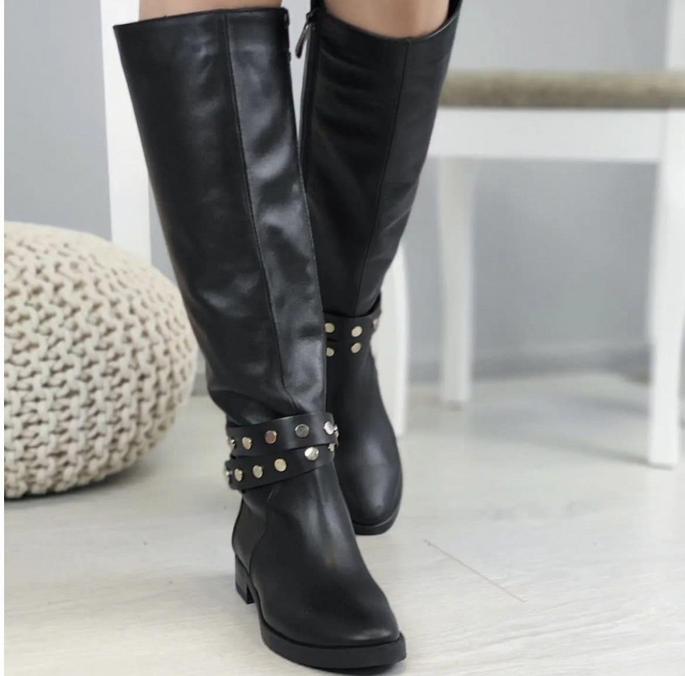 Nivelle Красиві жіночі зимові чоботи шкіряні на низькому ходу чорні на хутрі 5466/2517 р. 39, 4 Коломия - фото 2