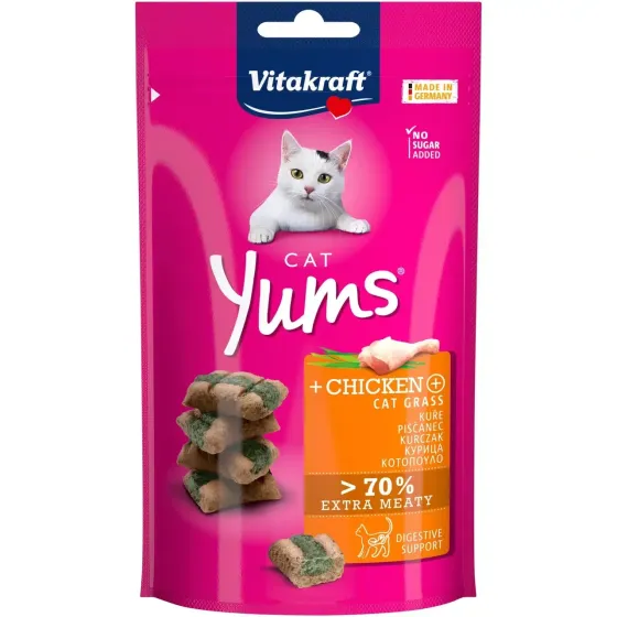 Мягкое лакомство для кошек Витакрафт Vitakraft Yums закуски с курицей и кошачьей травой, 40 г Винница
