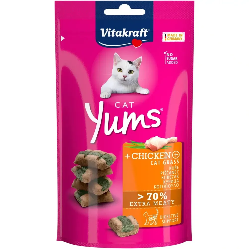 М’які ласощі для котів Вітакрафт Vitakraft Yums закуски з куркою та котячою травою, 40 г Вінниця - фото 1