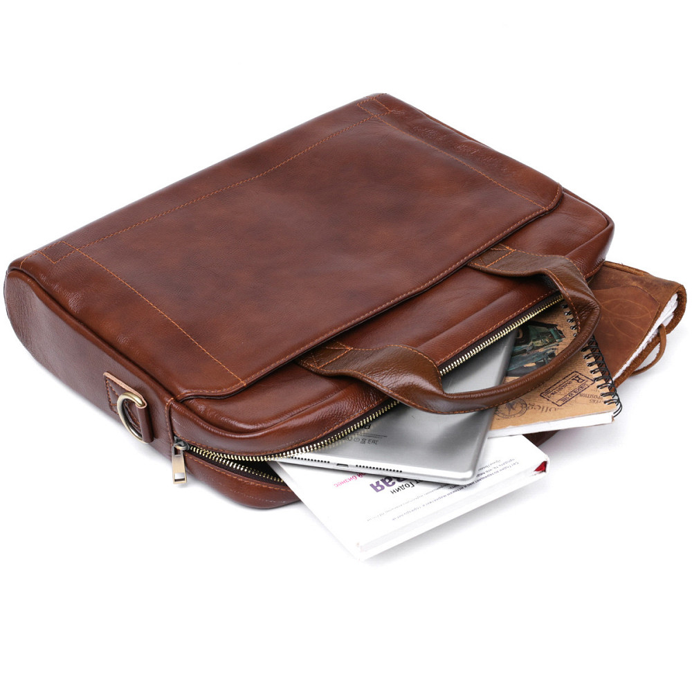 Кожаная мужская сумка для ноутбука Vintage 20470 Коричневый Киев - изображение 7