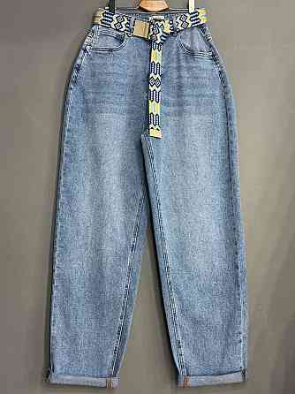 Джинси жіночі Dragon 8317 Mom Comfort Baggy з поясом стрейчеві блакитні, блакитний, 33, 33, 90 см, 115 см Київ