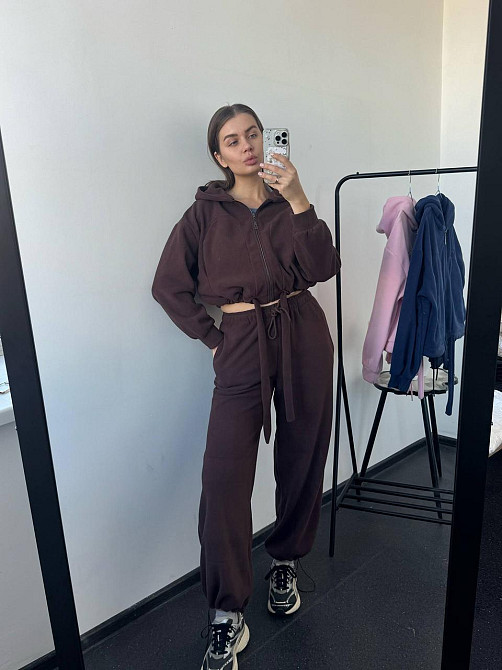 Жіночий теплий прогулянковий костюм двійка: худі і штани двосторонній полар фліс Одеса - фото 6