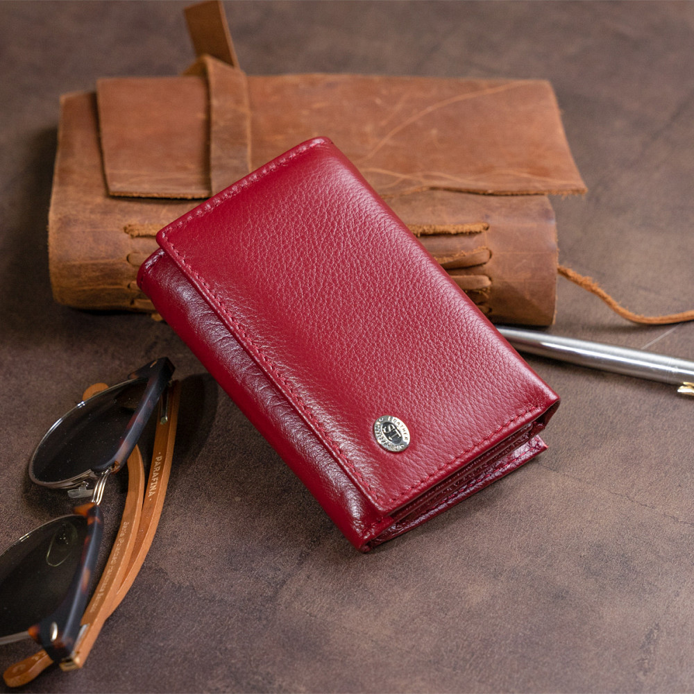 Горизонтальное портмоне из кожи женское на магните Бордовое (ST Leather) Киев - изображение 4