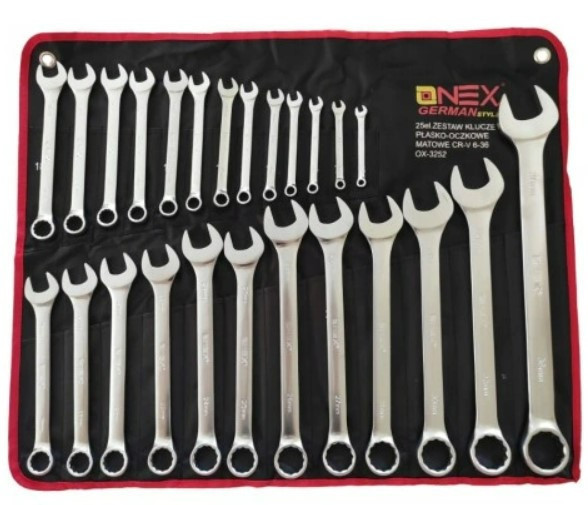 Набір ключів OX-252 6–36 мм, 25 предметів, Cr-V сталь, чохол, профі інструмент. Одеса - фото 6