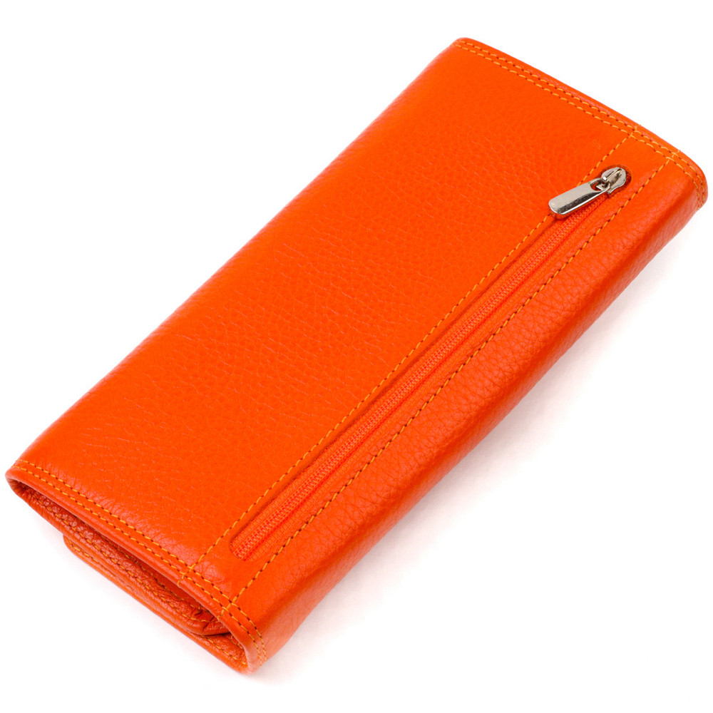 Яркий женский кошелек из натуральной зернистой кожи CANPELLINI 21706 Оранжевый Киев - изображение 2