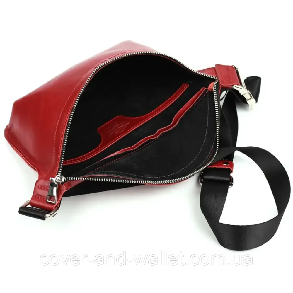 Женская поясная сумка бананка красного цвета из итальянской кожи Grande Pelle 743660 Киев - изображение 2